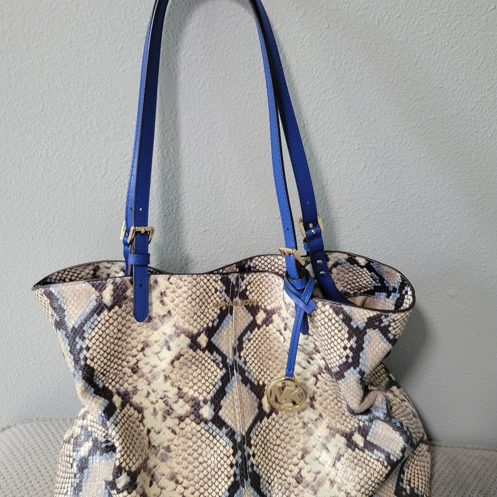 Michael Kors large python embossed leather tote bag